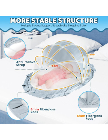Red de Mosquito Plegable Orzbow para Cuna y Parque Bebé 120x56 cm