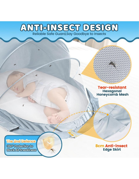 Red de Mosquito Plegable Orzbow para Cuna y Parque Bebé 120x56 cm