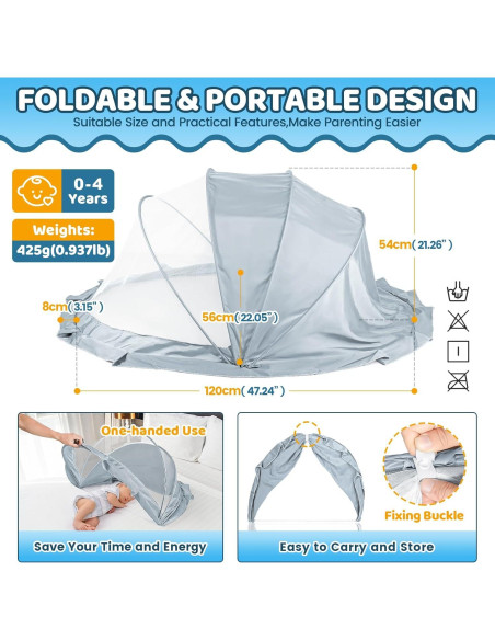 Red de Mosquito Plegable Orzbow para Cuna y Parque Bebé 120x56 cm