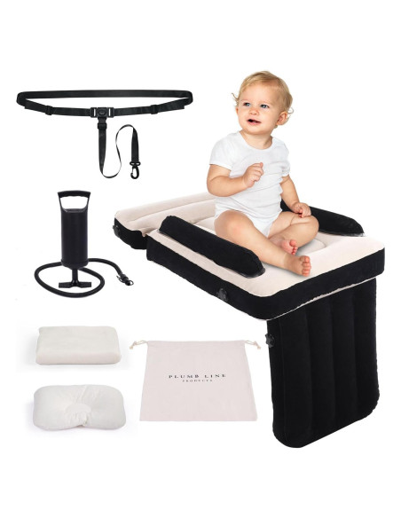 Cama de avión inflable para niños Plumb Line 2.02 kg con almohada y manta