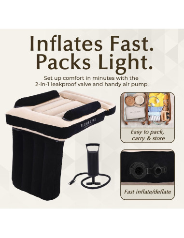 Cama de avión inflable para niños Plumb Line 2.02 kg con almohada y manta