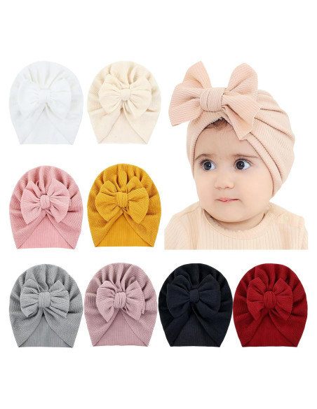 8 Sombreros Turbante para Bebés Cinaci - Suaves y Elásticos
