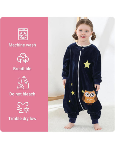 Saco de Dormir MICHLEY para Bebé 1-3 Años Manga Larga Búho
