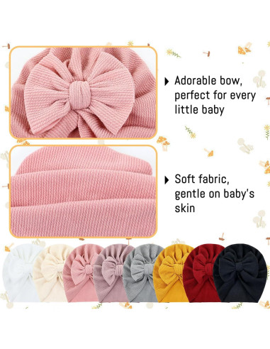 8 Sombreros Turbante para Bebés Cinaci - Suaves y Elásticos