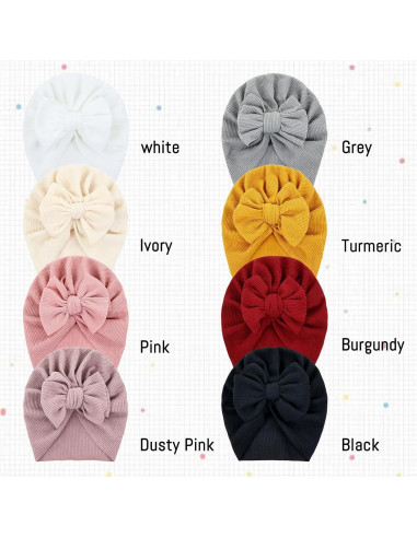 8 Sombreros Turbante para Bebés Cinaci - Suaves y Elásticos