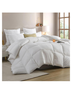 Edredón de Plumas King Cobnom 1200TC Algodón Blanco 304.8x248.9cm