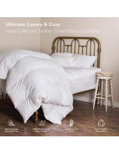 Edredón de Plumas King Cobnom 1200TC Algodón Blanco 304.8x248.9cm 2