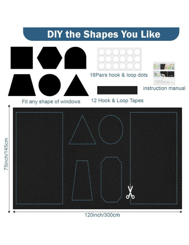 Cortinas Blackout Portátiles Obcxin 300x145cm Gris