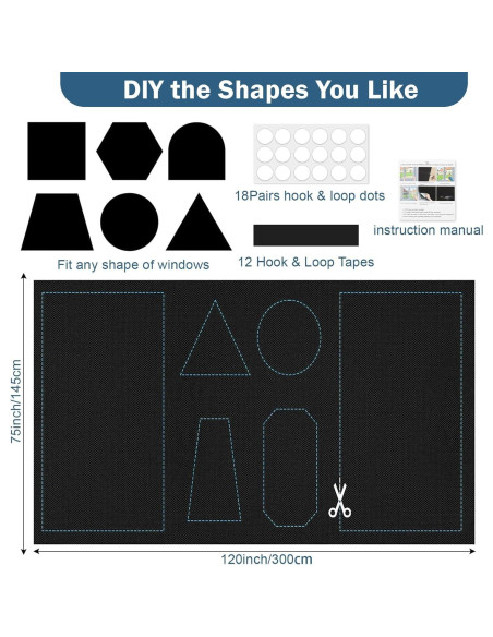 Cortinas Blackout Portátiles Obcxin 300x145cm Gris
