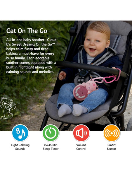 Calmante para Bebés Cloud b Sweet Dreamz Gato con Luz y Sonidos