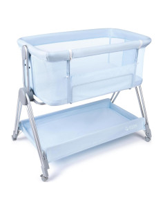 Cuna Lateral KOOLABABY Azul con Altura Ajustable y Ruedas