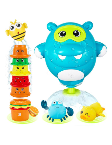 Juguetes de baño EKU Hipopótamo con tazas apilables y pato