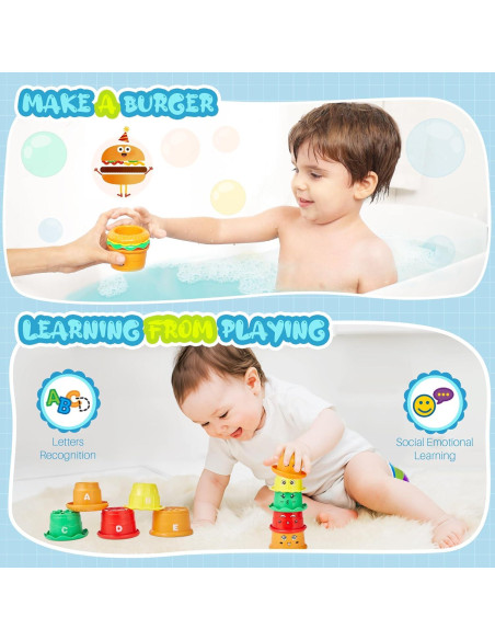 Juguetes de baño EKU Hipopótamo con tazas apilables y pato