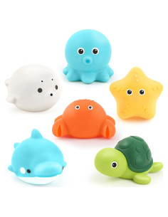 Juguetes de Baño PUPTILY Paquete de 6 Sin Agujeros para Bebés