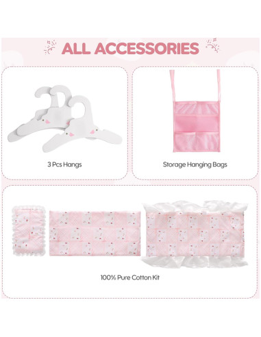 Cuna de Muñeca ROBOTIME 3-en-1 con Almacenamiento 55.9 cm