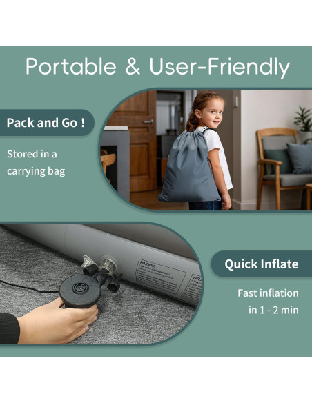 Cama de viaje inflable GloTika para niños 160x100 cm con sábana