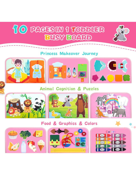 Libro Ocupado 10 en 1 Orubomic para Niños 1-3 Años