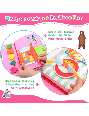 Libro Ocupado 10 en 1 Orubomic para Niños 1-3 Años