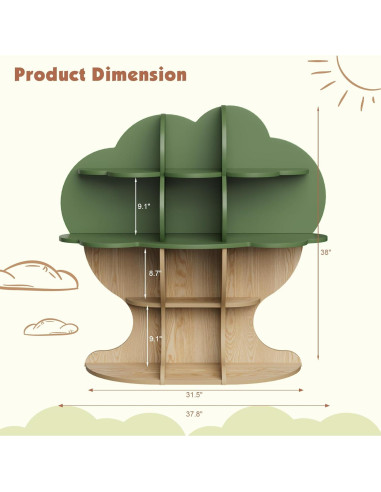 Estantería en forma de árbol NACHES para niños 12 compartimentos