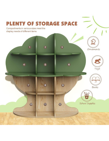 Estantería en forma de árbol NACHES para niños 12 compartimentos