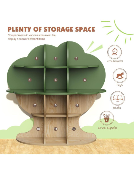 Estantería en forma de árbol NACHES para niños 12 compartimentos