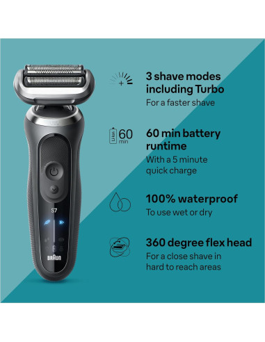 Afeitadora Eléctrica Braun Serie 7 7127cs, Impermeable, 7 Modos