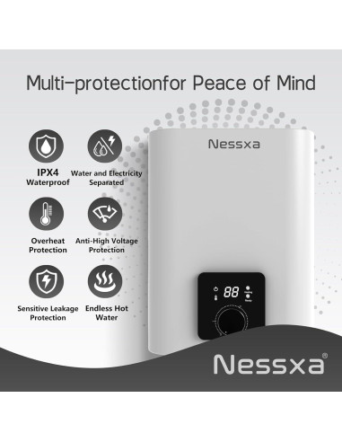 Calentador de Agua Eléctrico Nessxa 4 Galones 1500W Bajo Fregadero