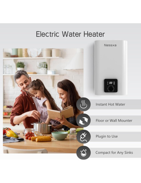 Calentador de Agua Eléctrico Nessxa 4 Galones 1500W Bajo Fregadero