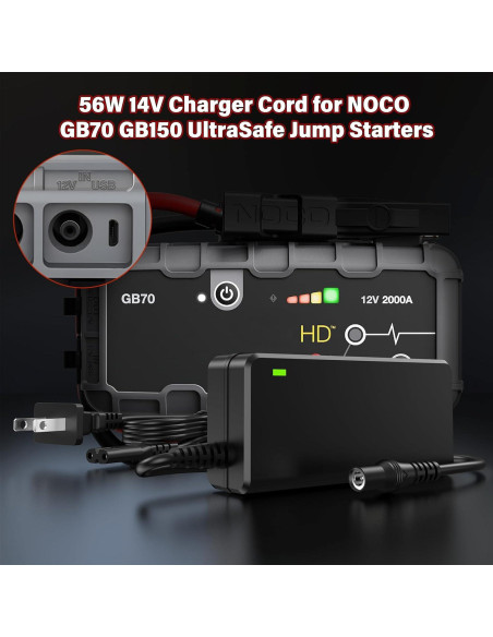Cable de Cargador 14V 56W HIENADTOR para NOCO Boost GB70 GB150
