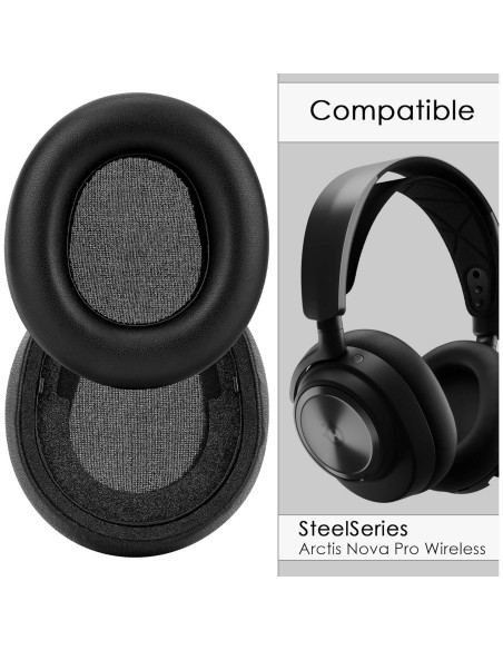 Almohadillas de Reemplazo Linkidea para Auriculares SteelSeries Arctis Nova Pro Inalámbricos - Cuero de Proteína - 2 Unidades