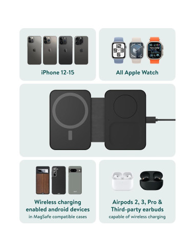 Cargador Inalámbrico 3 en 1 Mous - Compatible con MagSafe
