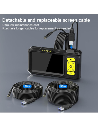 Cámara de Borescopio ILIHOME HD 1080P 4.3" IP67 5m