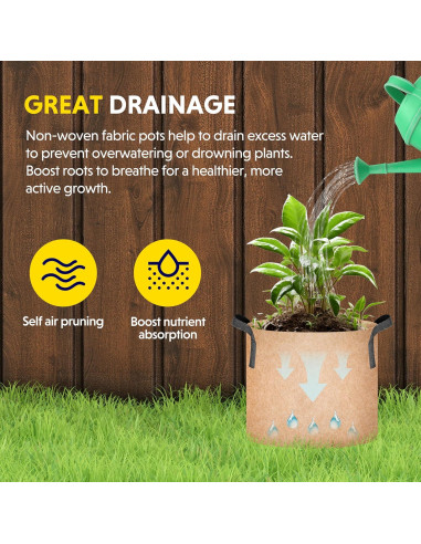 Bolsa de Crecimiento iPower 15 Galones 6-Pack Tela Resistente