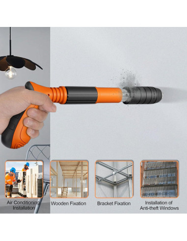 Pistola de Clavos de Concreto Chbvvik 200 Piezas 5 Velocidades