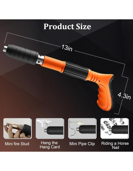 Pistola de Clavos de Concreto Chbvvik 200 Piezas 5 Velocidades