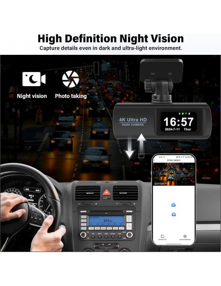 Cámara de Salpicadero Dual UNITOPSCI 4K + 1080P WiFi