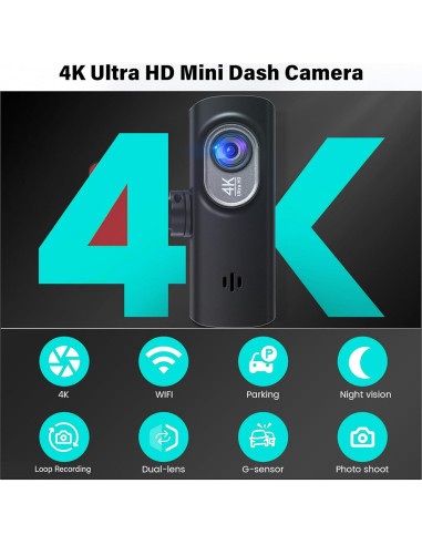 Cámara de Salpicadero Dual UNITOPSCI 4K + 1080P WiFi