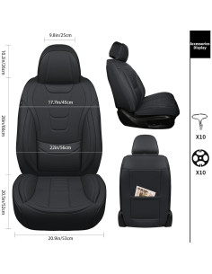 Fundas de Asiento de Coche Gripure GU01 - Cuero Nappa Negro 2