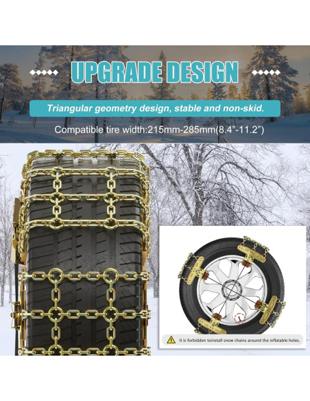 Cadenas de Nieve H&ZT AMFH 8 Paquetes para Neumáticos 215-285mm