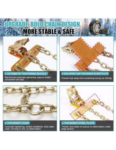 Cadenas de Nieve H&ZT AMFH 8 Paquetes para Neumáticos 215-285mm