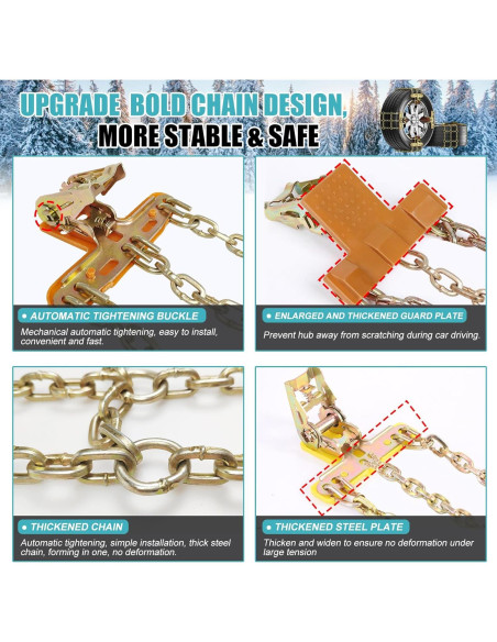 Cadenas de Nieve H&ZT AMFH 8 Paquetes para Neumáticos 215-285mm