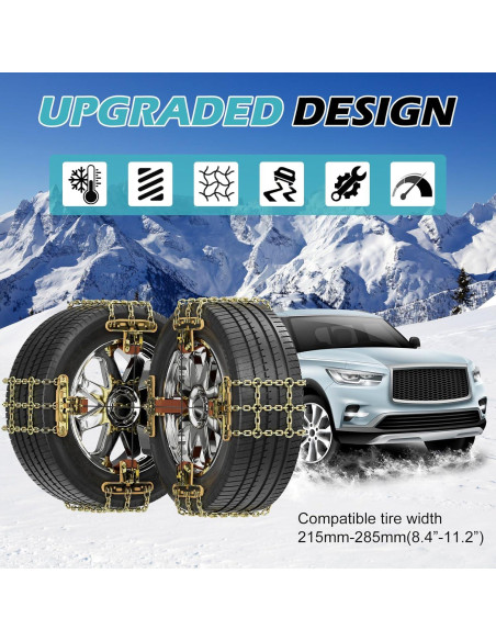Cadenas de Nieve H&ZT AMFH 8 Paquetes para Neumáticos 215-285mm