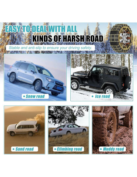 Cadenas de Nieve H&ZT AMFH 8 Paquetes para Neumáticos 215-285mm