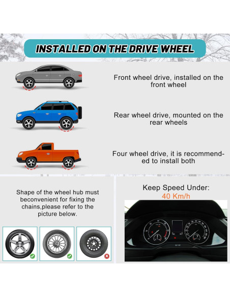 Cadenas de Nieve H&ZT AMFH 8 Paquetes para Neumáticos 215-285mm