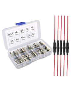 Kit de Soporte de Fusible AGC 5x20mm + 150 Fusibles Vidrio