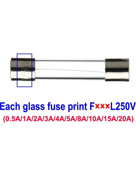 Kit de Soporte de Fusible AGC 5x20mm + 150 Fusibles Vidrio