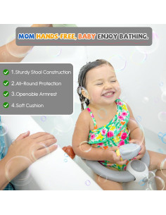 Asiento de Baño para Bebés TOSGN Antideslizante Azul 2