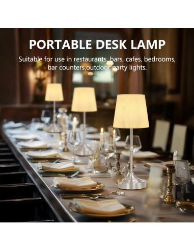 Lámpara de Mesa LED Inalámbrica Seraph Plata 3 Niveles