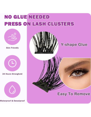 Pestañas Autoadhesivas Fabloss 80 Pcs Racimos Reutilizables