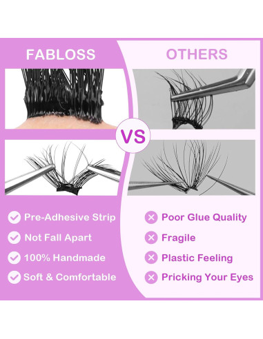 Pestañas Autoadhesivas Fabloss 80 Pcs Racimos Reutilizables